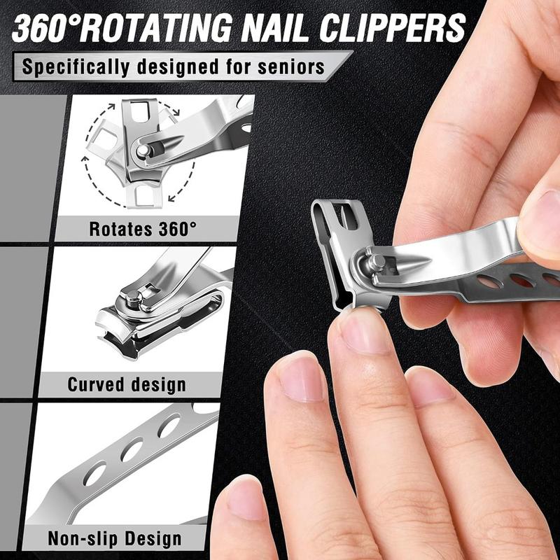 7pcs Toenail Clippers for Seniors Thick Toenails, Professional Pedicure Tools Kit, Toe Nail Clippers Adult Thick Nails Long Handle, Ingrown Toenail Tool Removal Kit for Seniors, Men, Pedicure