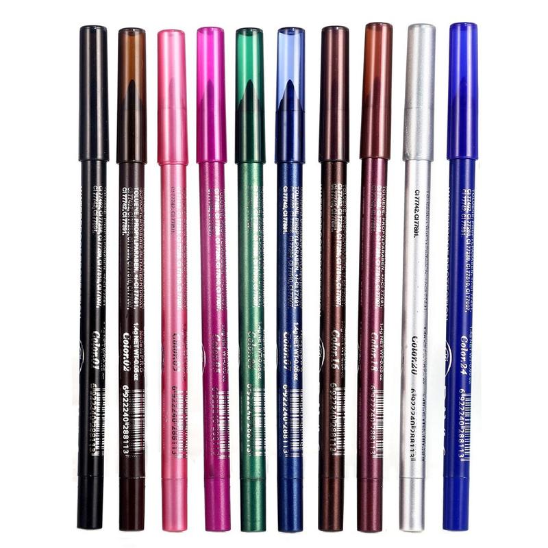 Evpct 12PCS Green Blue White Black Brown purple color gel glitter eyeliner pencils set for women watercolor waterproof smudge proof Eyeliner Eyeliner anti water eye liner liner makeup 1