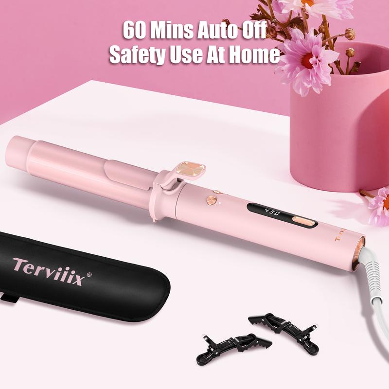 Terviiix Automatic Rotating Curling Iron 1 1 4 inch, 1.25 inch Automatic Curling Iron, Automatic Hair Curler for Long Hair, Ceramic Curling Iron Infused Argan Oil & Keratin with Clamp, 9 Temps