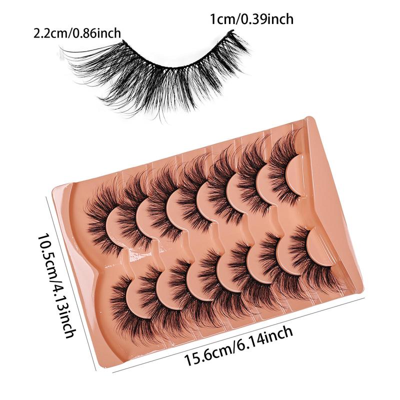 Cat Eye False Eyelashes for Summer Makeup, 7 Pairs Wispy Cluster Lashes, Natural Look Curl Eye Makeup Strip Lashes for Women & Girls Eye Extensions, Christmas Gift