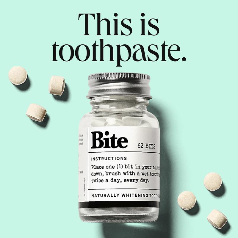 Bite Toothpaste Bits – Natural, Remineralizing, whitening Toothpaste Tablets with Nano-Hydroxyapatite, Zinc Citrate, and Xylitol As seen on Shark Tank