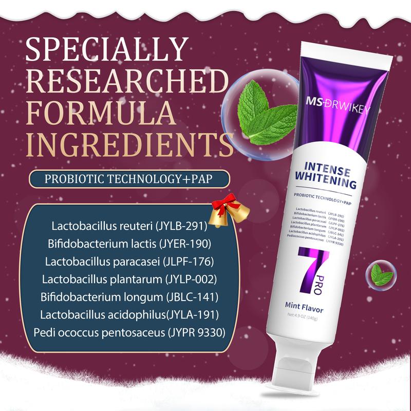 MSDRWIKEY Christmas Gift 3-Pack Toothpaste Combo: 7Pro Gleaming Fresh, Fluoride-Free Enamel Repair, and Sensitive Teeth Cavity Prevention – Fresh Mint, the Perfect Holiday Gift!