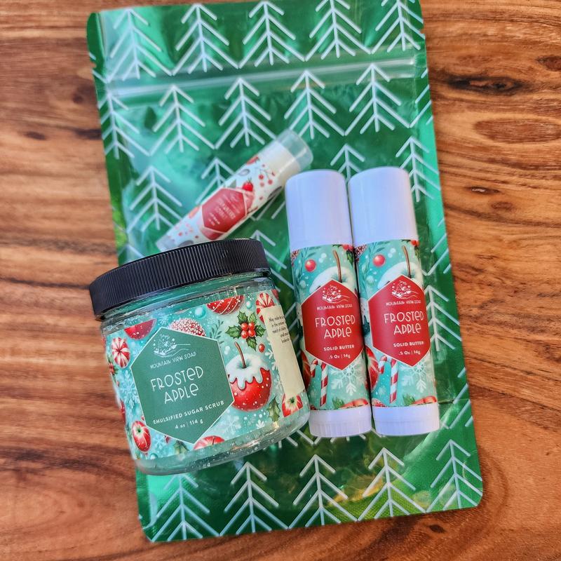 Bath & Body Gift Set - Two Solid Body Butter Sticks, One Scrub, One Lip Balm