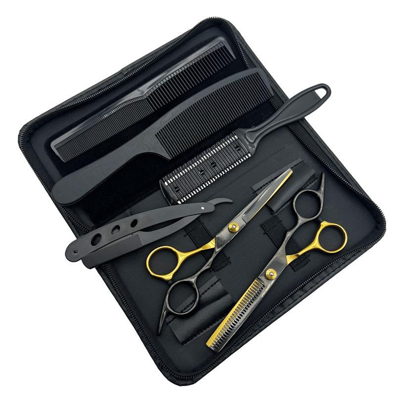 Hair Cutting Scissors Kit, 6 Counts set Professional Haircutting Tool Accessories, New Craftsmanship Shears & Tool Set for Salon & Home, Barber Equipment, Barber Scissors, Clippers for Men