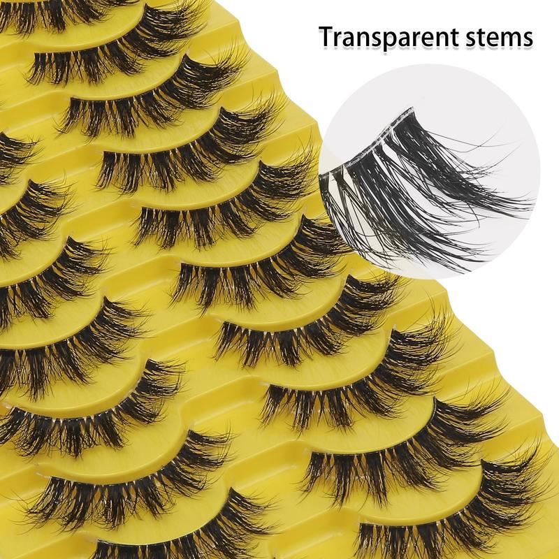 3D Natural Look False Eyelashes, 10 Pairs tray Wispy Faux Cluster Lashes, Volumized False Eyelashes for Women and Girls Eye Makeup Enhancement, Christmas Gift