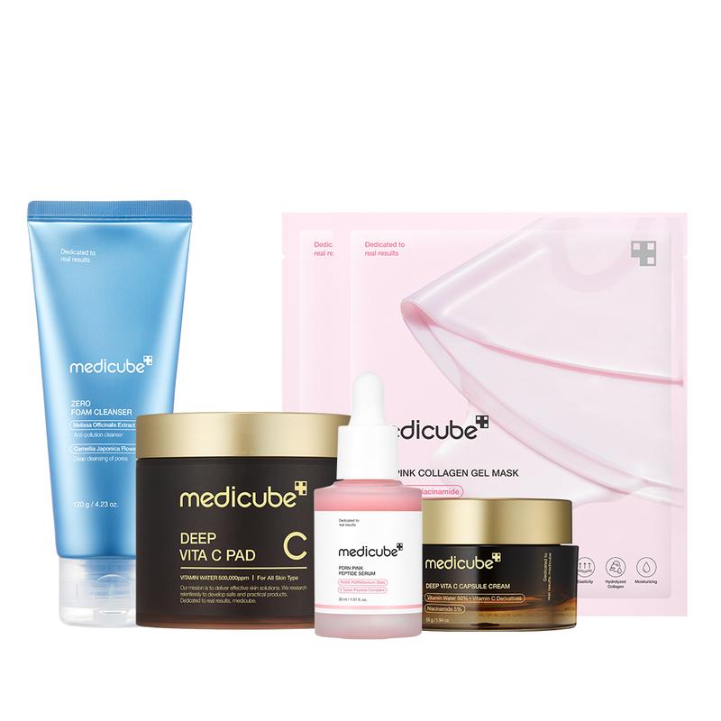 [Exclusive] Ultimate Stubborn Mark Saviour Routine | Zero Foam Cleanser +  Deep Vita C Pads + Rose PDRN Serum + Deep Vita C Capsule Cream + PDRN Pink Collagen Gel Mask