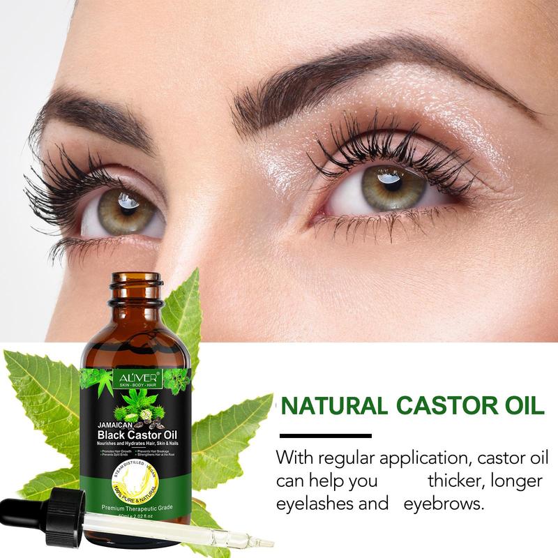 Black Castor Oil with Scraping Board, 1 Set Multifunctional Moisturizing Hair Care Essential Oil, Hair Care & Styling Product for Women & Men