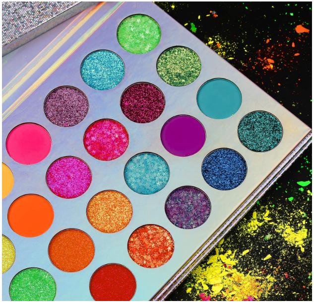 Afflano Neon Makeup Palette Eyeshadow, Glow in the Dark Neon Eyeshadow Palette Highly Pigmented, Neon Party UV Blacklight Eye Shadow Pallet, Red Orange Pink Pressed Glitter Eyes Makeup Palette