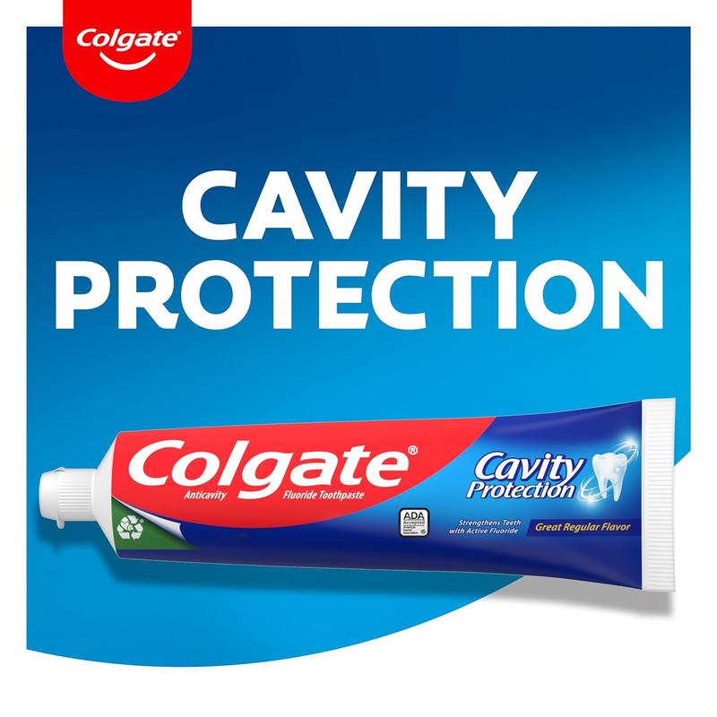 Colgate Toothpaste with Cavity Protection Active Fluoride,  Fluoride Minty Great Regular Flavor, 2.5 Ounce (Pack Of 6) Oral Daily