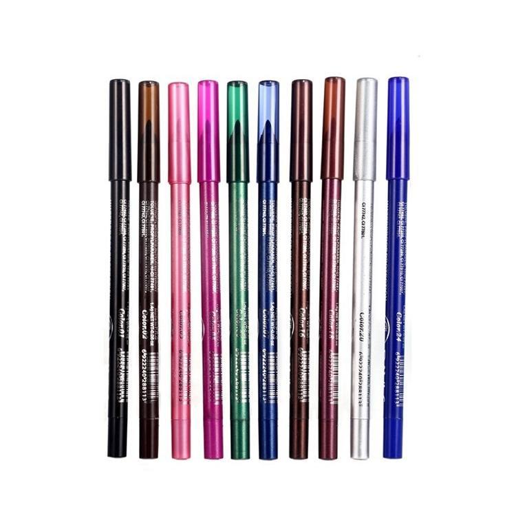 Evpct 12PCS Green Blue White Black Brown purple color gel glitter eyeliner pencils set for women watercolor waterproof smudge proof Eyeliner Eyeliner anti water eye liner liner makeup 1