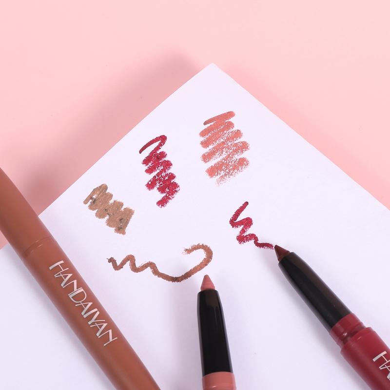 HANDAIYAN Matte Lip Liner Smooth Ultra Fine Lip Pencil, Velvety Nude Lip Stain Waterproof Lip Liner, Highly Pigmented Retractable Soft Lip Liner Precision Tip Lip Crayon Creamy Lip Liner