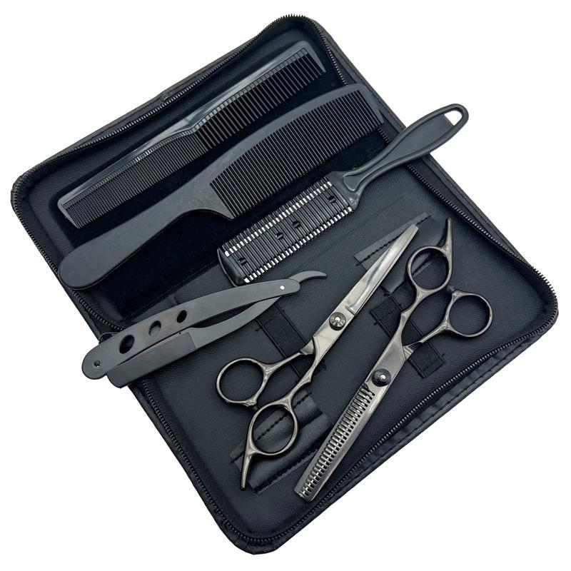 Hair Cutting Scissors Kit, 6 Counts set Professional Haircutting Tool Accessories, New Craftsmanship Shears & Tool Set for Salon & Home, Barber Equipment, Barber Scissors, Clippers for Men