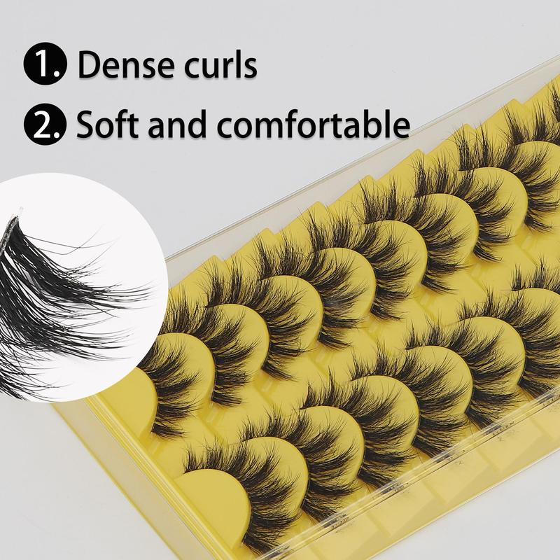 3D Natural Look False Eyelashes, 10 Pairs tray Wispy Faux Cluster Lashes, Volumized False Eyelashes for Women and Girls Eye Makeup Enhancement, Christmas Gift