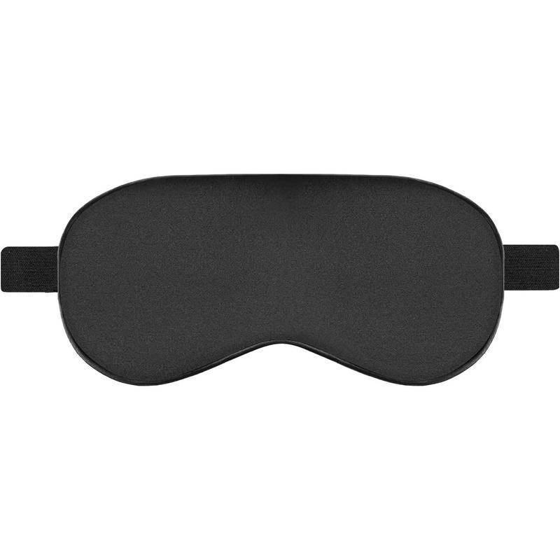 Sleep Mask Silk Eye Cover, Adjustable Soft Eye Mask Blindfold for -Free Sleeping and Napping, Machine Washable - Black Gift Smooth