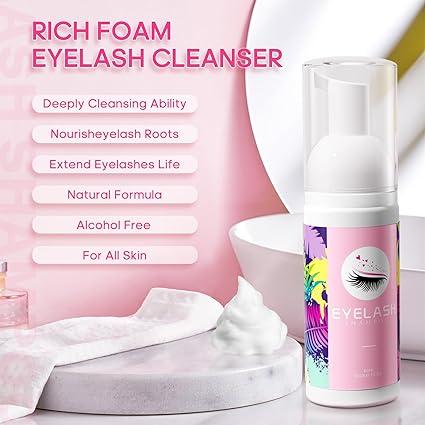 Lash Cleaning Kit-Eyelash Extension Cleanser Handheld Lash Dryer Mascara Brush Rinse Bottle Makeup Cleansing  for Lash Care  Daily