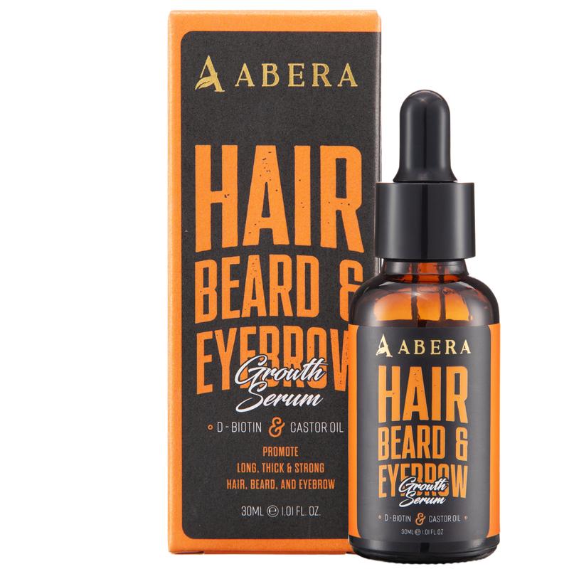 Abera Men Serum - Hair Growth Serum for Hair Loss & Beard with Biotin & Castor Oil