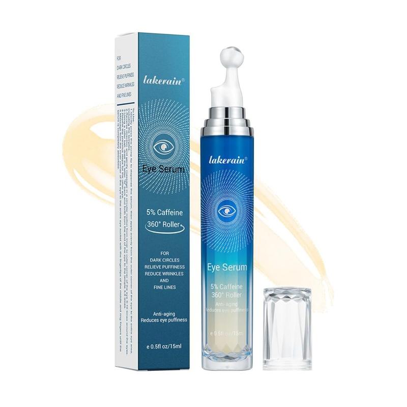 5% Caffeine Eye Serum with 360° Massage Ball – Hydrating Under Eye Cream for Dark Circles, Puffiness, Fine Lines & Wrinkles Reduction