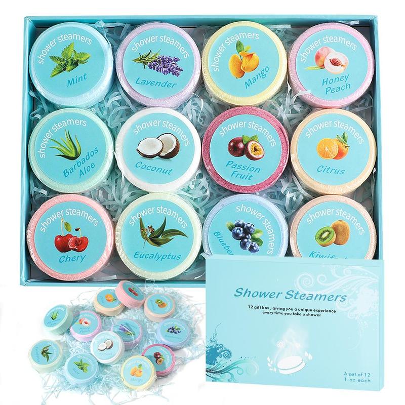 Aromatherapy Shower Steamers, 12pcs box Mint Eucalyptus Scent Shower Bombs, Relaxation Birthday Gifts for Women Men