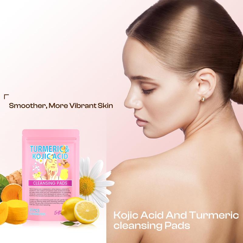 Turmeric Kojic Acid Cleansing Pads: Kojic Acid and Turmeric Cleansing Pads - Face Pads Sugar Turmeric Cleansing Pads for Face 40PCS Skincare Skin Repair Comfort