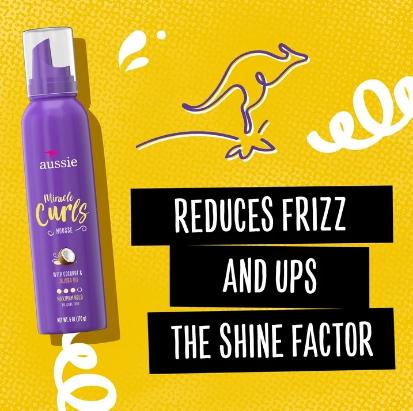 Aussie Miracle Curls Styling Mousse with Coconut & Jojoba Oil, for Curly Hair, Unisex 6.0 fl oz Gel Haircare Frizz Peach Vanilla