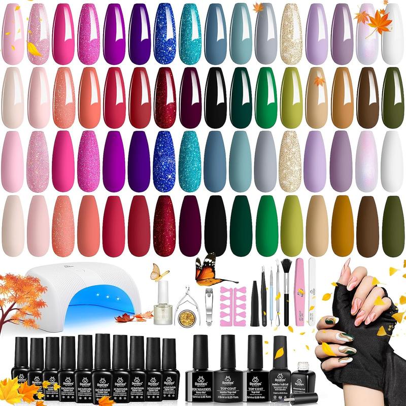 Beetles Gel Nail Polish Kit with Uv Light Gel Starter Kit Winter Gel Polish  Soak Off Base Gel Top Coat Led Nail Lamp Christmas Nail Art Manicure Kit Gifts for Women