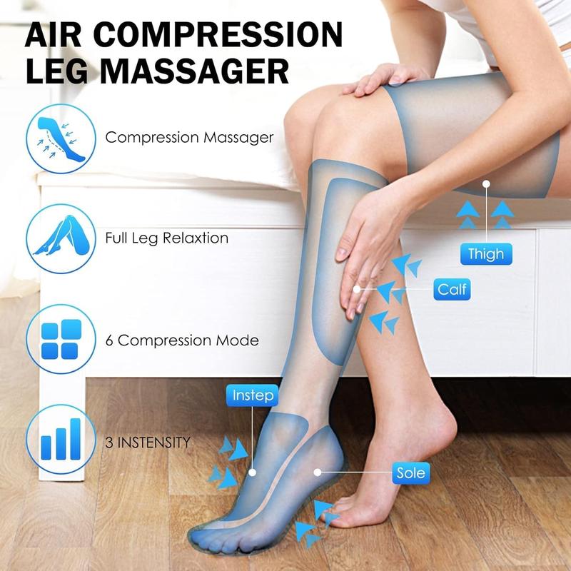 Leg Massager, Air Compression Leg Massager for Circulation, Relaxation, and Pain Relief - 6 Modes & 3 Vibration Settings, Ideal Gift for Men, Women, and Families, Perfect for Thanksgiving, Christmas, and New Year