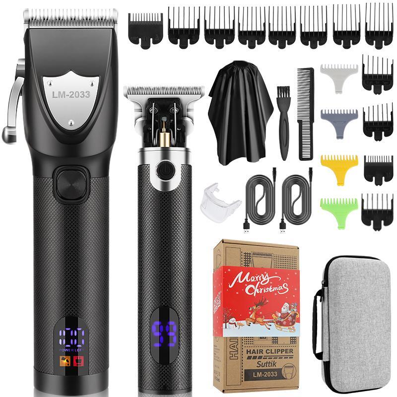 Electric Hair Trimmer, 1 Set Multifunctional Portable Rechargeable Hair Trimmer Shaver for Men, Hair Clipper with Display, Thanksgiving Gift, Christmas Gift, Winter Gift Set