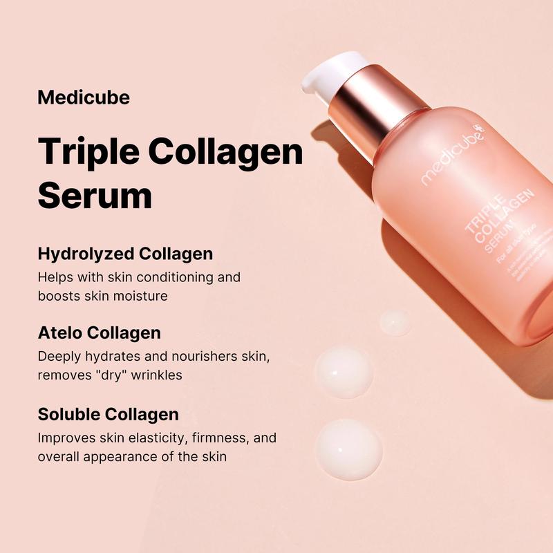 Medicube Triple Collagen Serum 1.85 fl.oz - Nourish dull skin with Triple Collagen Complex - A lightweight serum with Niacinamide and Hyaluronic Acid