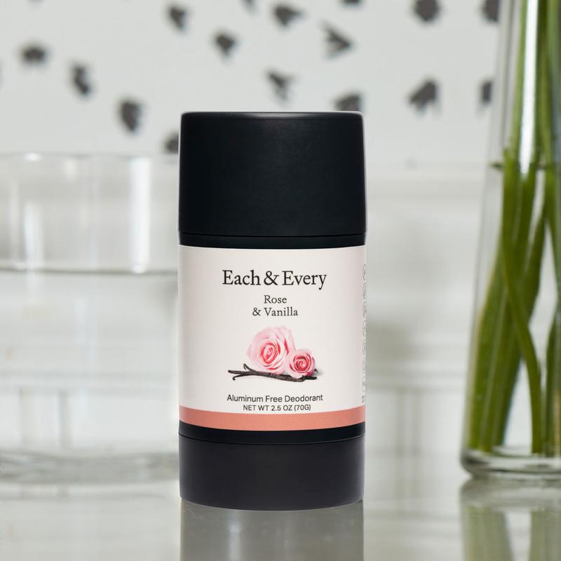 Rose & Vanilla Natural Deodorant (2.5oz) - Each & Every Body Care Floral