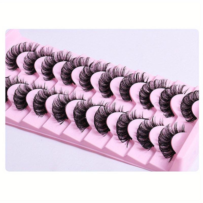 Cosmetic Supplies, Thick Curly Makeup Dramatic False Eyelashes, 10 Pairs Natural Curling Strip Lashes for Daily Use, Full Volume Eyelash for Eyelashes Extensions for Party Festival Stage Makeup Use, Fall Gift  for Panther Makeup, Christmas Gift