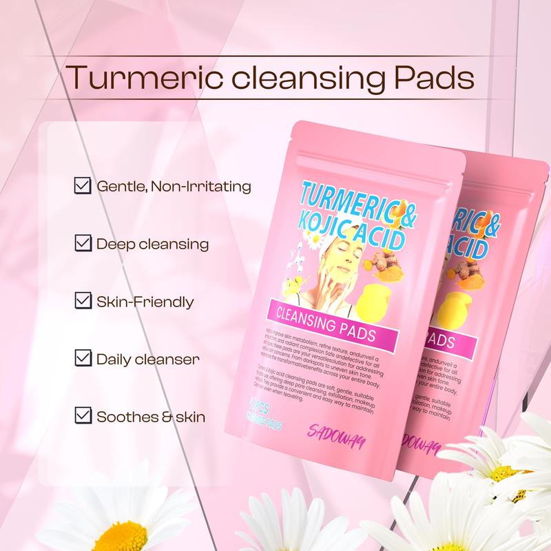 Turmeric Kojic Acid Cleansing Pads: Kojic Acid and Turmeric Cleansing Pads - Face Pads Sugar Turmeric Cleansing Pads for Face 40PCS Skincare Skin Repair Comfort