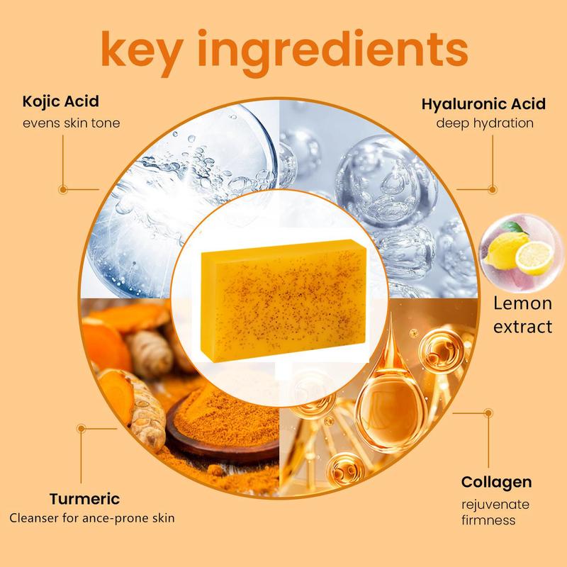 Lemon Turmeric & Kojic Acid Soap Bar, 20pcs set Moisturizing Gentle Kojic Acid Soap Bar Set with Soap Saver Bags, Daily Skin Cleanser Sets for Acne-prone Skin