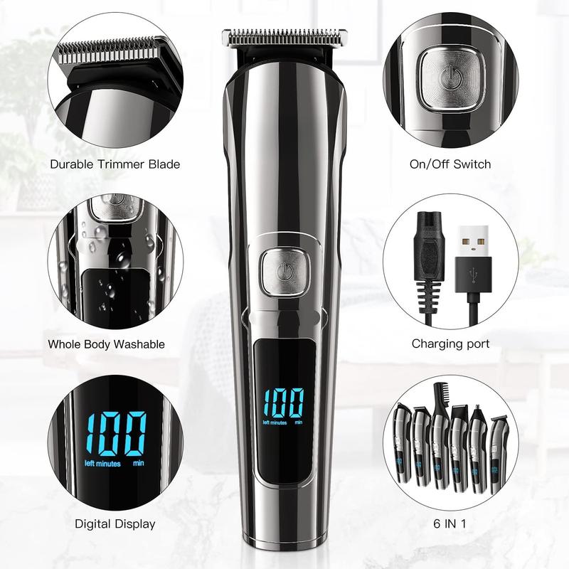 Beard Trimmer for Men - Electric Razor & Shaver, Cordless Hair Clippers Trimmers Set, IPX7 Waterproof Mens Grooming Kit for Shaving Face, Mustache, Body, Ear, Nose Hair Trimmer, Gifts for Men