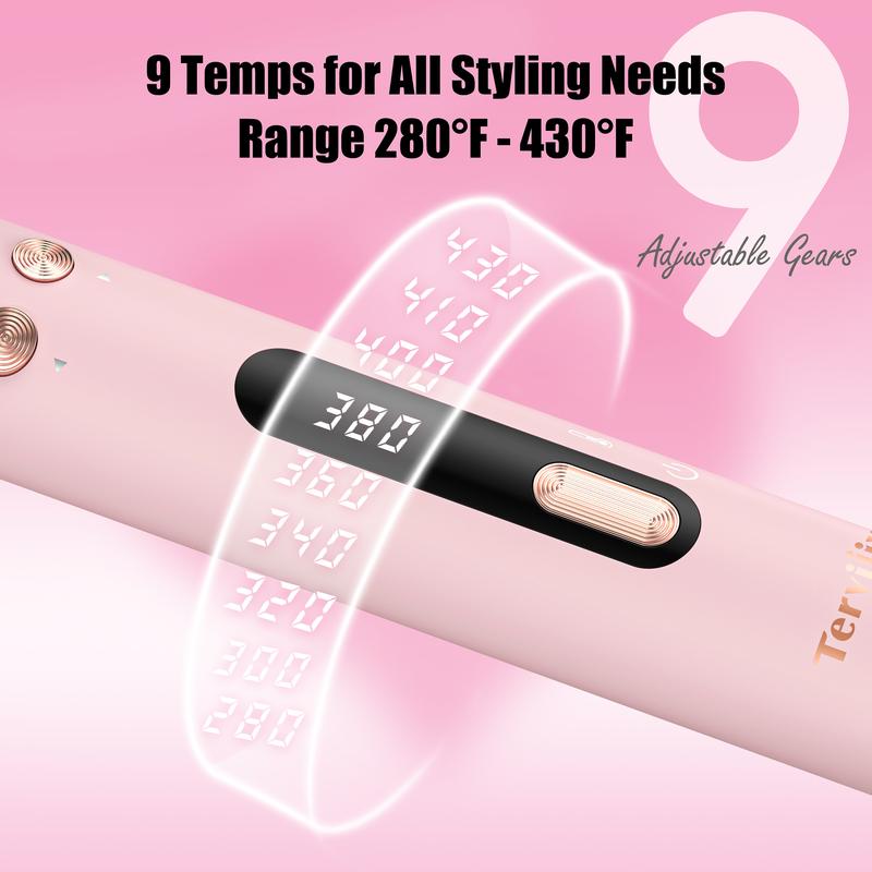 Terviiix Automatic Rotating Curling Iron 1 1 4 inch, 1.25 inch Automatic Curling Iron, Automatic Hair Curler for Long Hair, Ceramic Curling Iron Infused Argan Oil & Keratin with Clamp, 9 Temps