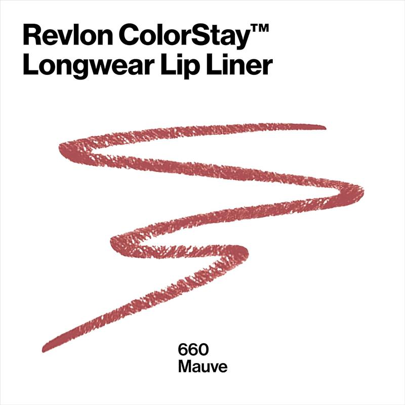 REVLON Lip Liner, Colorstay Lip Makeup with Built-in-Sharpener, Longwear Rich Lip Colors, Smooth Application, 660 Mauve, 0.01 oz