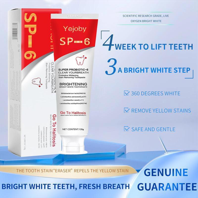 [90% People Choose] Probiotic Sp-6 Toothpaste, Sp-6 Brighten Toothpaste, SP 6 Toothpaste,Fresh Breath, Sp-6 Toothpaste 4.2 oz