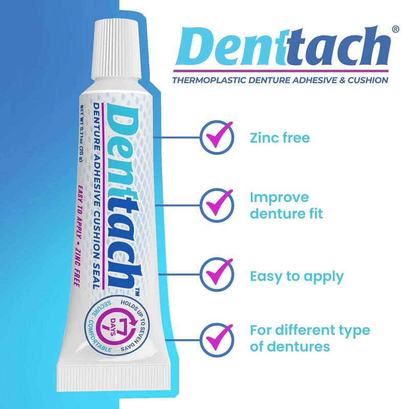 Denttach Denture Adhesive, Thermoplastic Denture Adhesive, Cushion and Reliner, Comfortable, Secure Denture Grip for Up to 7 Days, Non Glue, Zinc Free, Long...