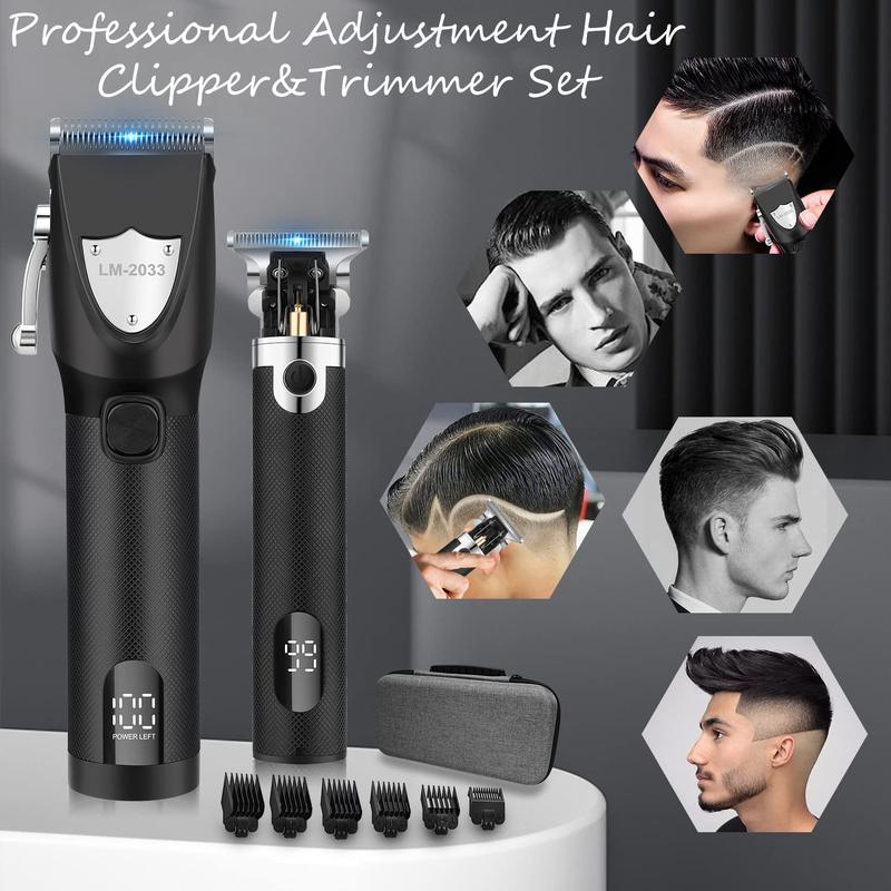 Electric Hair Trimmer, 1 Set Multifunctional Portable Rechargeable Hair Trimmer Shaver for Men, Hair Clipper with Display, Thanksgiving Gift, Christmas Gift, Winter Gift Set