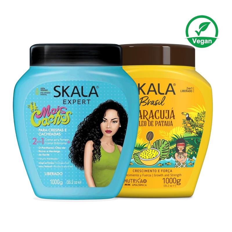 2x SKALA Mais Cachos + Passion Fruit for Curly Hair Super Curly Treatment Cream growth, strength repair glow volume Hydrate Haircare Conditioner Oil