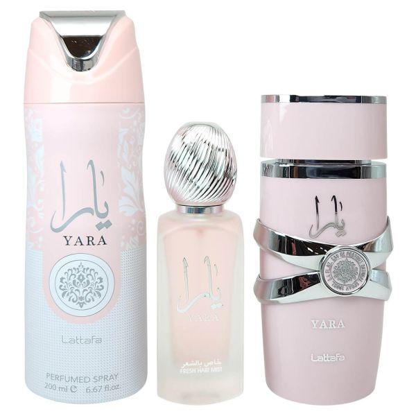 Lattafa Perfumes | 3pc Yara Gift Set || Perfume 3.4 oz (100m) + Hair mist 1.7 oz + Body Spray 200 ml