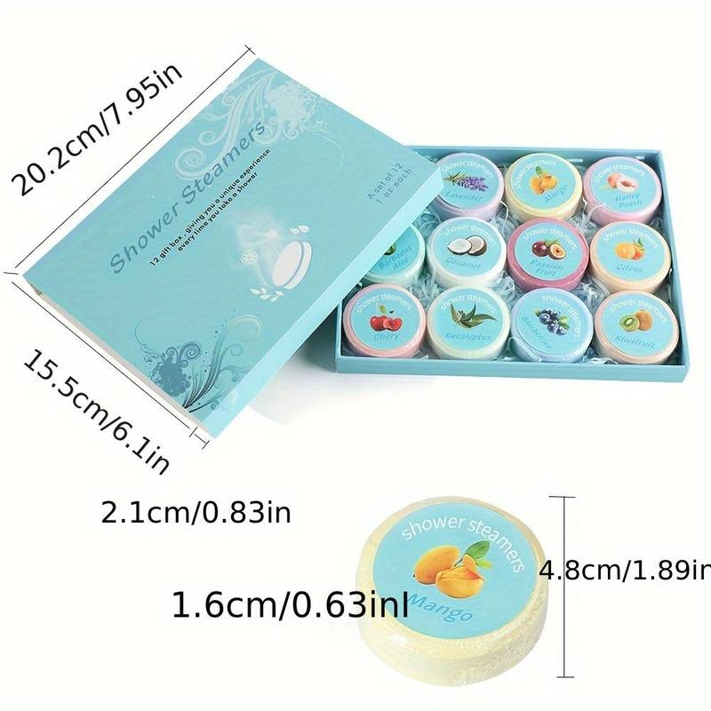 Aromatherapy Shower Steamers, 12pcs box Mint Eucalyptus Scent Shower Bombs, Relaxation Birthday Gifts for Women Men