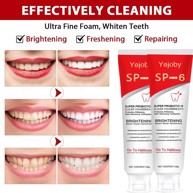 [90% People Choose] Probiotic Sp-6 Toothpaste, Sp-6 Brighten Toothpaste, SP 6 Toothpaste,Fresh Breath, Sp-6 Toothpaste 4.2 oz