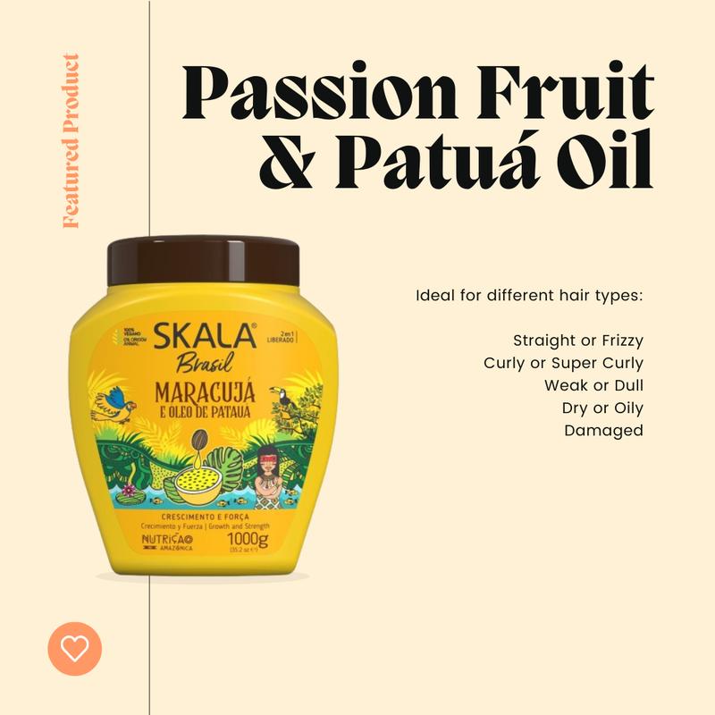 2x SKALA Mais Cachos + Passion Fruit for Curly Hair Super Curly Treatment Cream growth, strength repair glow volume Hydrate Haircare Conditioner Oil