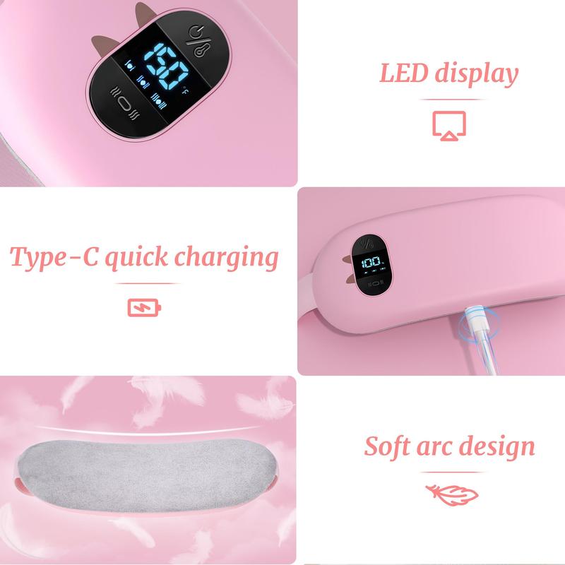 Portable Comfort Heating Pad for Cramps, Christmas Gifts for Women, Upgrade Cordless Electric Period Fast Heating Pad for Therapy Back Pain Relief Menstrual Belt 6 Heat 6 Massage Modes Gifts for Women Girls Her Girlfriend Pink