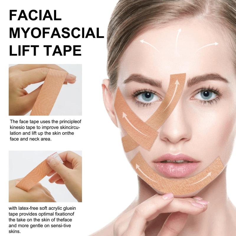 Facial Lift Tape, 1 Count Breathable Waterproof Facial Lifting Tape, Strong Adhesive High Elasticity Hypoallergenic Tape for Face & Neck