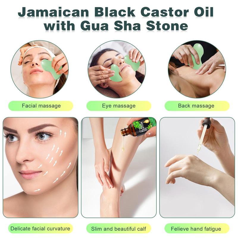 Black Castor Oil with Scraping Board, 1 Set Multifunctional Moisturizing Hair Care Essential Oil, Hair Care & Styling Product for Women & Men