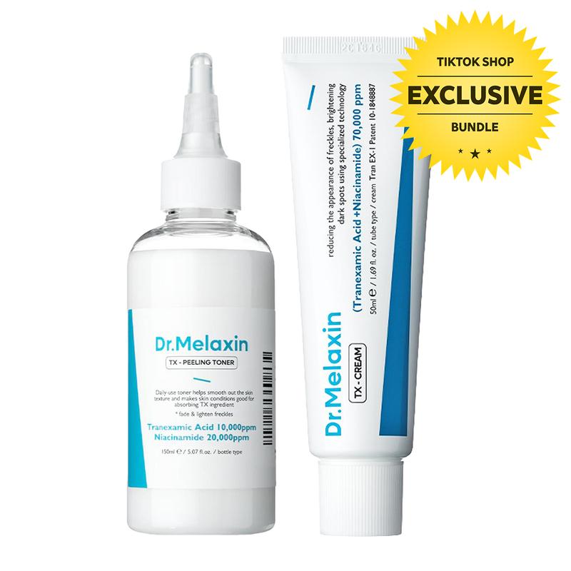 Dr. Melaxin - TX Cream Booster Set | PEELING TONER BOOSTS ABSORPTION OF NANO TRANEXAMIC ACID FOR MELASMA, BLEMISHES & HYPERPIGMENTATION