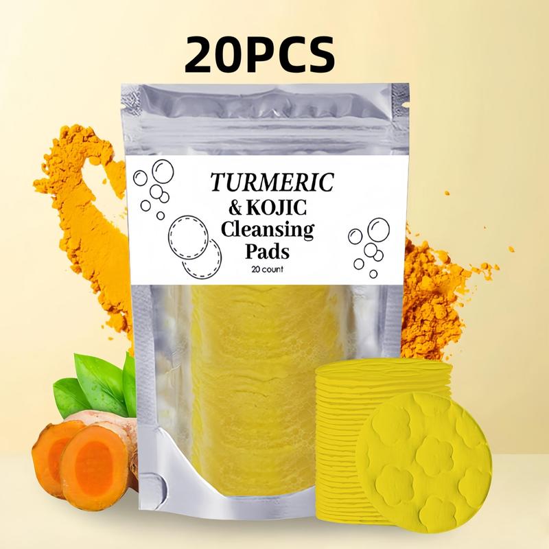 Turmeric & Kojic Acid Cleansing Pads for Dark Spots, 20pcs set Facial & Body Deeply Cleansing Pads, Brightening Skin Care Kit for Women & Men