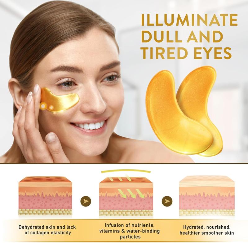 24K Gold Under Eye Patches for Puffy Eyes and Dark Circles with Pure Collagen, Eye Gel Pad Masks for Reducing Eye Bags, Puffy Dark Circles, Wrinkles, and Fine Lines- 36 Pairs Comfort Eye Mask Face Mask Hydrating Face Mask Hydrating Nourishing Skin Care