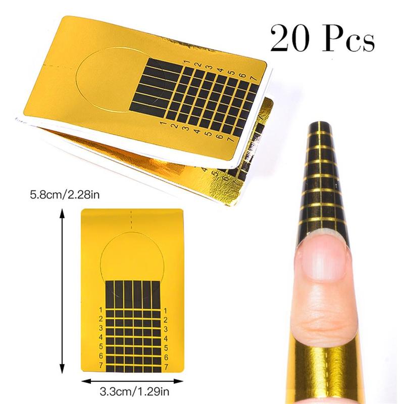 20pcs set Professional Nail Art Form Sticker, Self-adhesive Nail Extension Tip, Nail Art Extension Paper Holder Tools